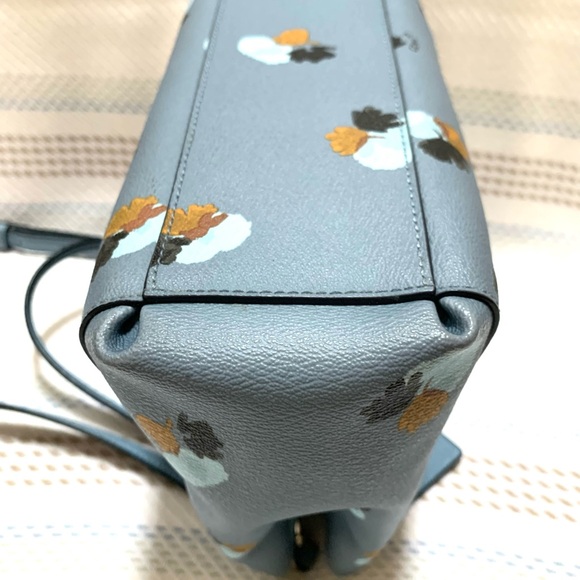 Coach Minetta Multi Compartment Floral Satchel/Crossbody Dusty Light Blue Bag - Picture 8 of 13